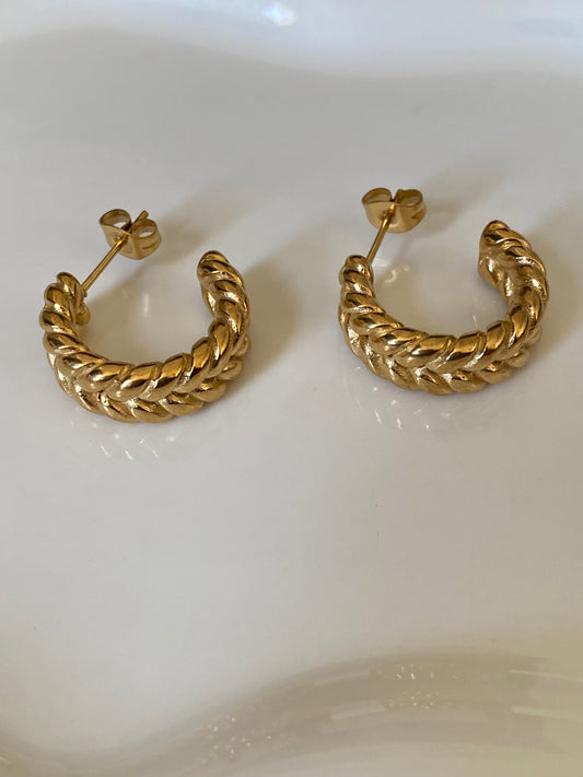 Braided gold hoop earrings