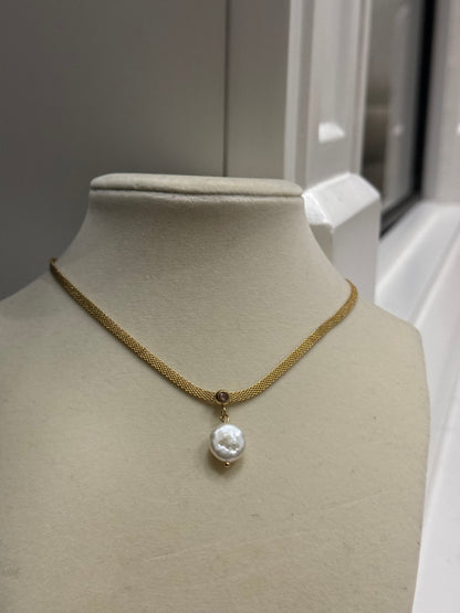 Pearl choker gold necklace