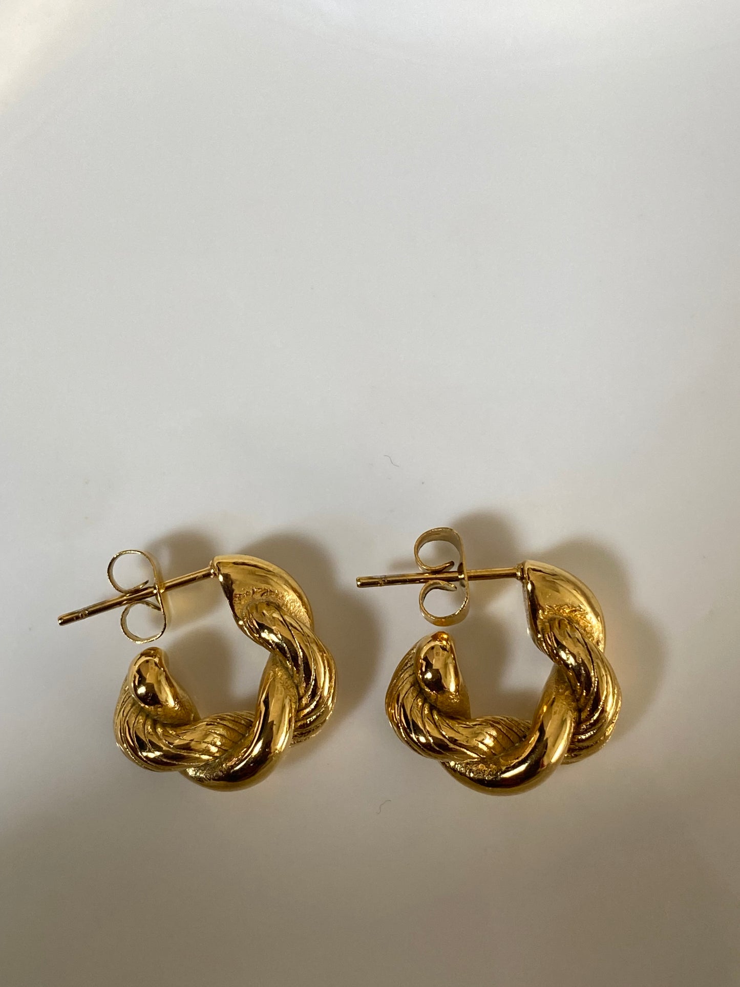 Locked mini gold hoop earrings