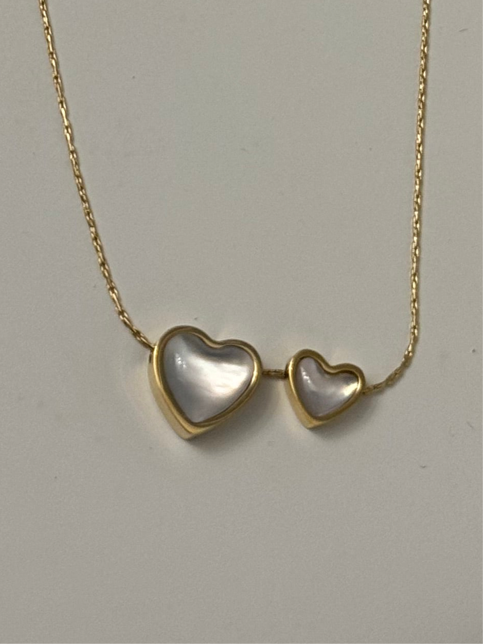 Double heart gold necklace